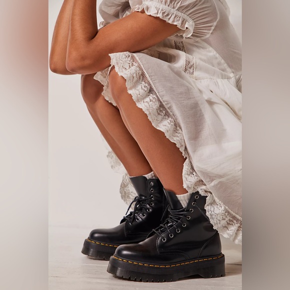 Dr. Martens Shoes - DR. Martens Jodon Platform Boots Black Leather Women’s‎ Size 5